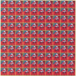 Hofmann Bicycle Red 1943-1995 10x10, 900 carrés, 19 x 19 cm