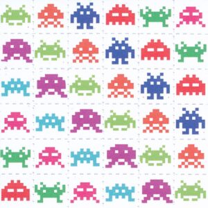Space Invaders White, blotter 100 carrés, 6,4 x 6,4 cm