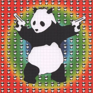 Psychedelic Panda with Guns by Banksy Rainbow Large, 900 carrés, 19 x 19 cm