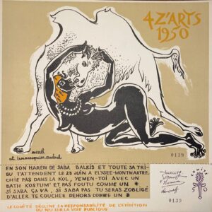 «Bal des 4 Z’arts- invitations lithographiées» 1950, signée