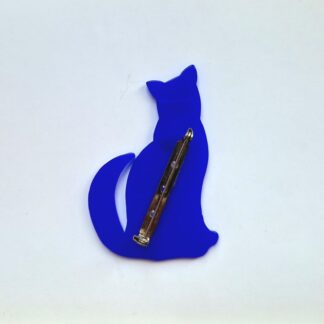 Broche Vintage – Le Chat Bleu au cœur rouge - esprit Léa Stein