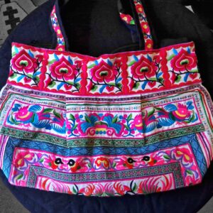 Sac cabas fleuri rose