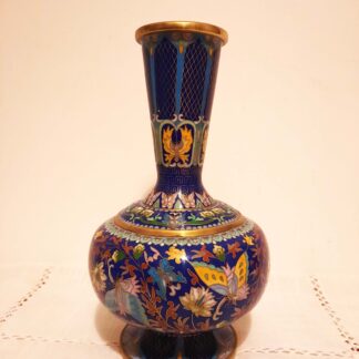 Vase cloisonné chinois papillons bleu