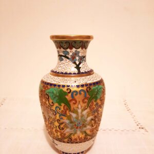 Vase cloisonné chinois fleurs blanc