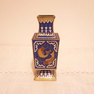 Mini vase cloisonné chinois poissons bleu