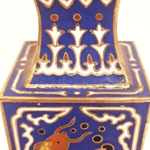 Mini vase cloisonné chinois poissons bleu