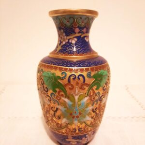 Vase cloisonné chinois fleurs bleu