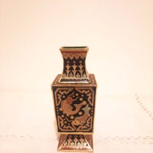 Mini vase cloisonné chinois poissons noir