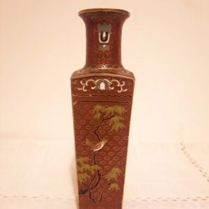 Vase cloisonné chinois oiseau rouge