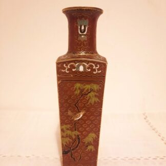 Vase cloisonné chinois oiseau rouge