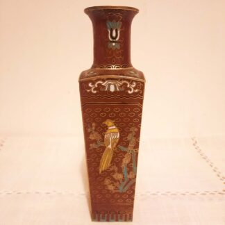 Vase cloisonné chinois oiseau rouge