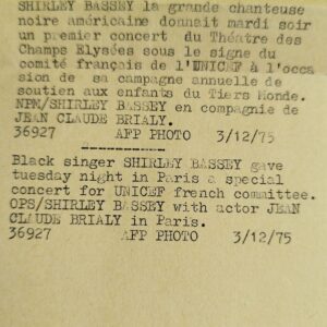 Photographies d'archives pour Shirley Bassey