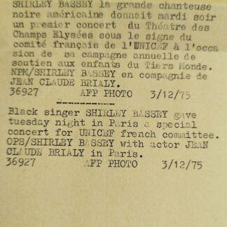 Photographies d'archives pour Shirley Bassey